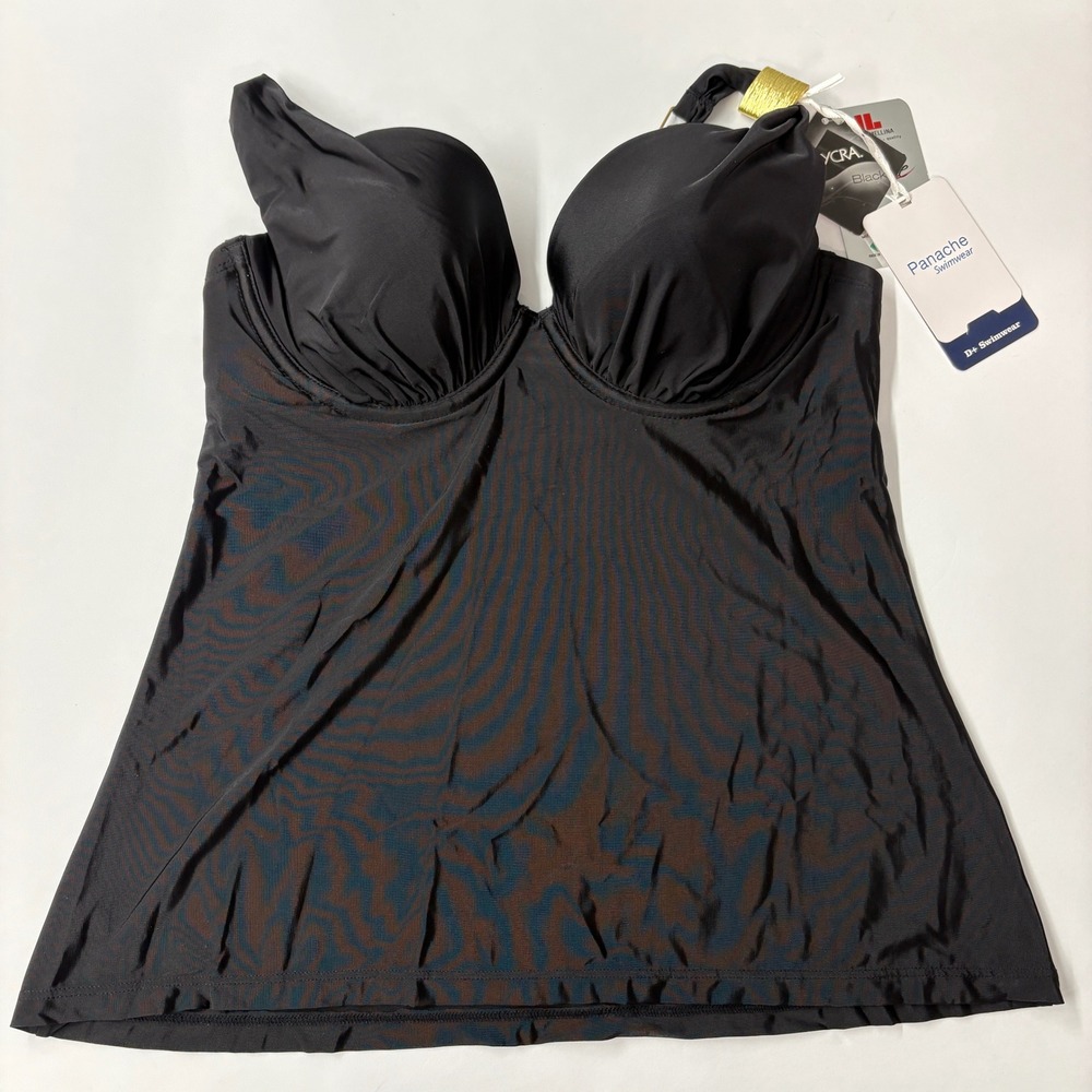 NWT Panache Women Tankini 30D Black Halle Underwire Padded Swim Top SW0751 Beach
